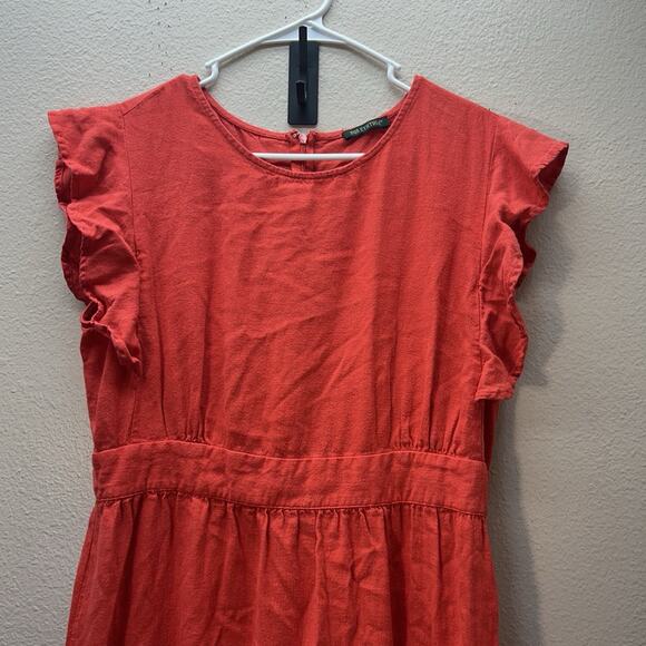 For Cynthia SZ M Linen Blend Maxi Dress Lagenlook Coastal Cottagecore Flutter - Picture 2 of 13